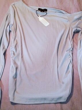 Sanctuary Pale Blue/Green Ribbed Long Sleeve Top